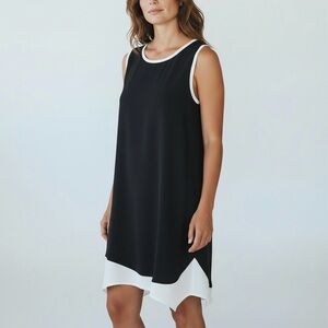 Alexa B Size 8 Black White Trim Swing Tank Dress Shift Lined